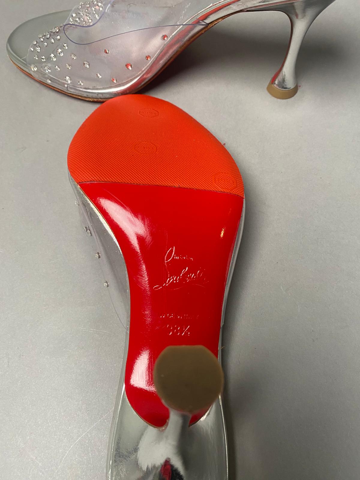 Christian Louis Vuitton Heels | Clear Kitten Heels with Sparkle Back