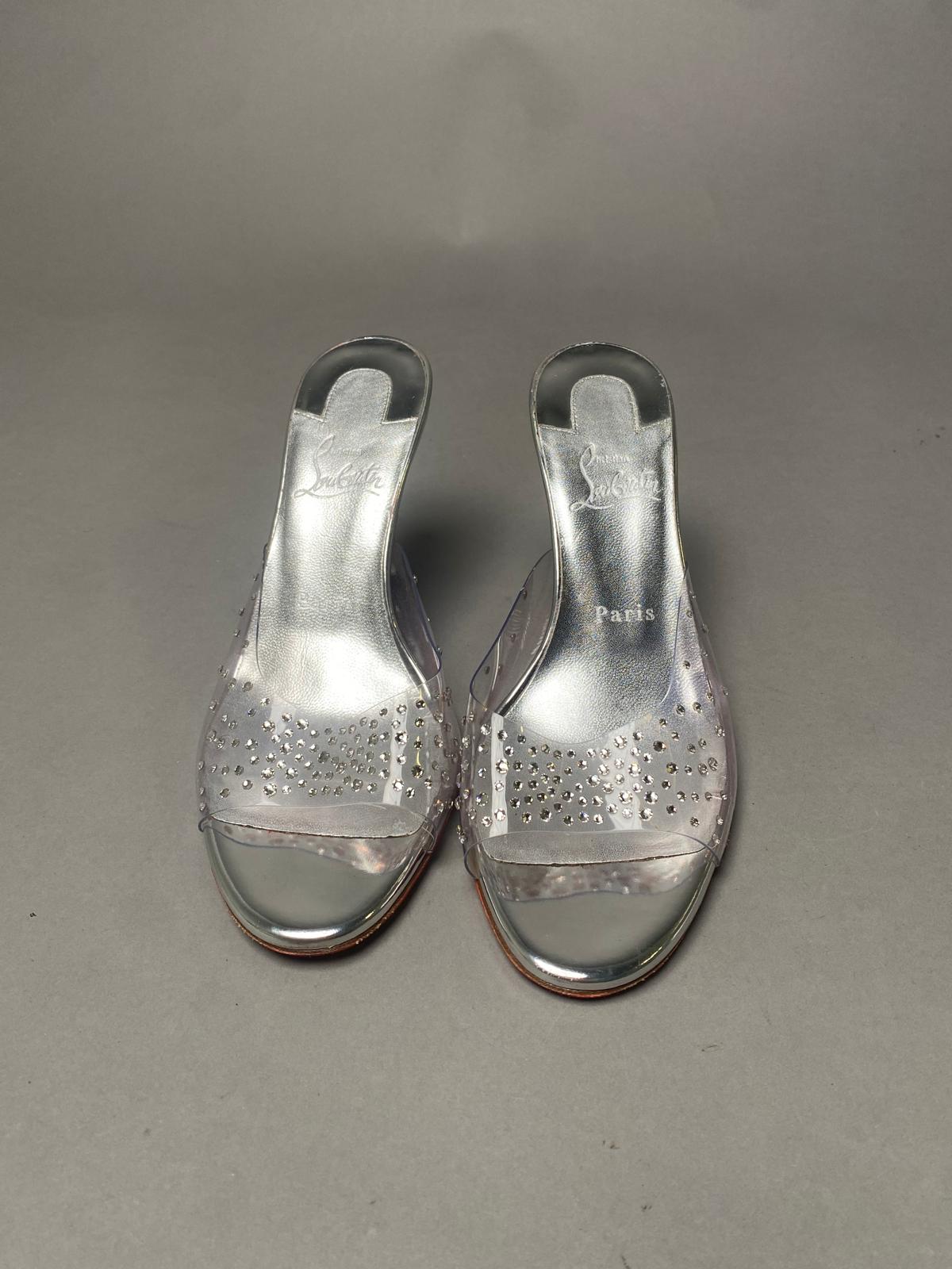 Christian Louis Vuitton Heels | Clear Kitten Heels with Sparkle Front