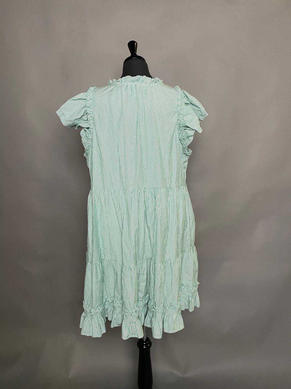 Vineyard Vines Green Striped Tiered Ruffle Dress Back