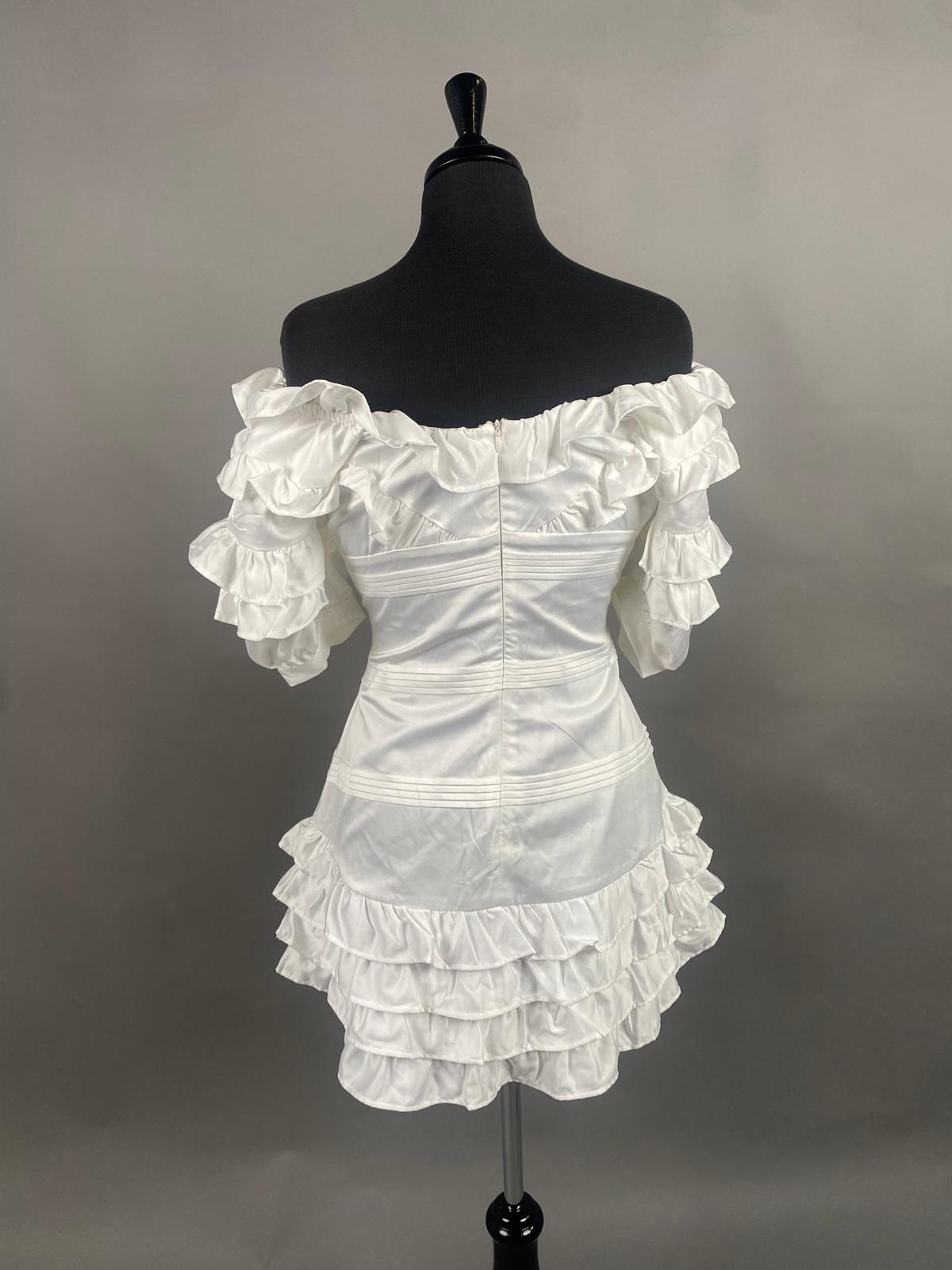 Fashion Nova White Ruffled Off the Shoulder Dress