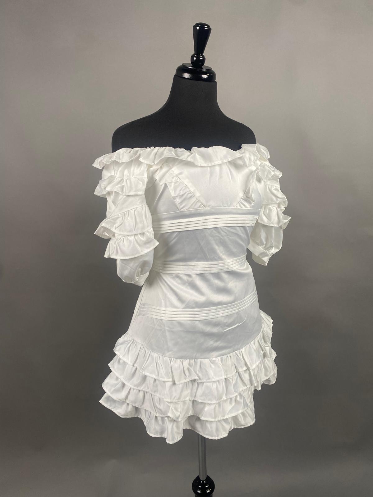 Fashion Nova White Ruffled Off the Shoulder Dress