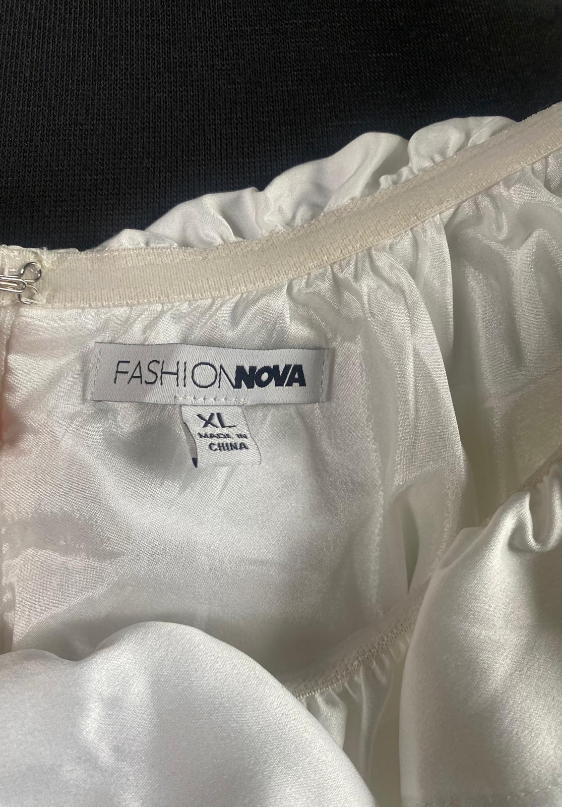 Fashion Nova White Ruffled Off the Shoulder Dress