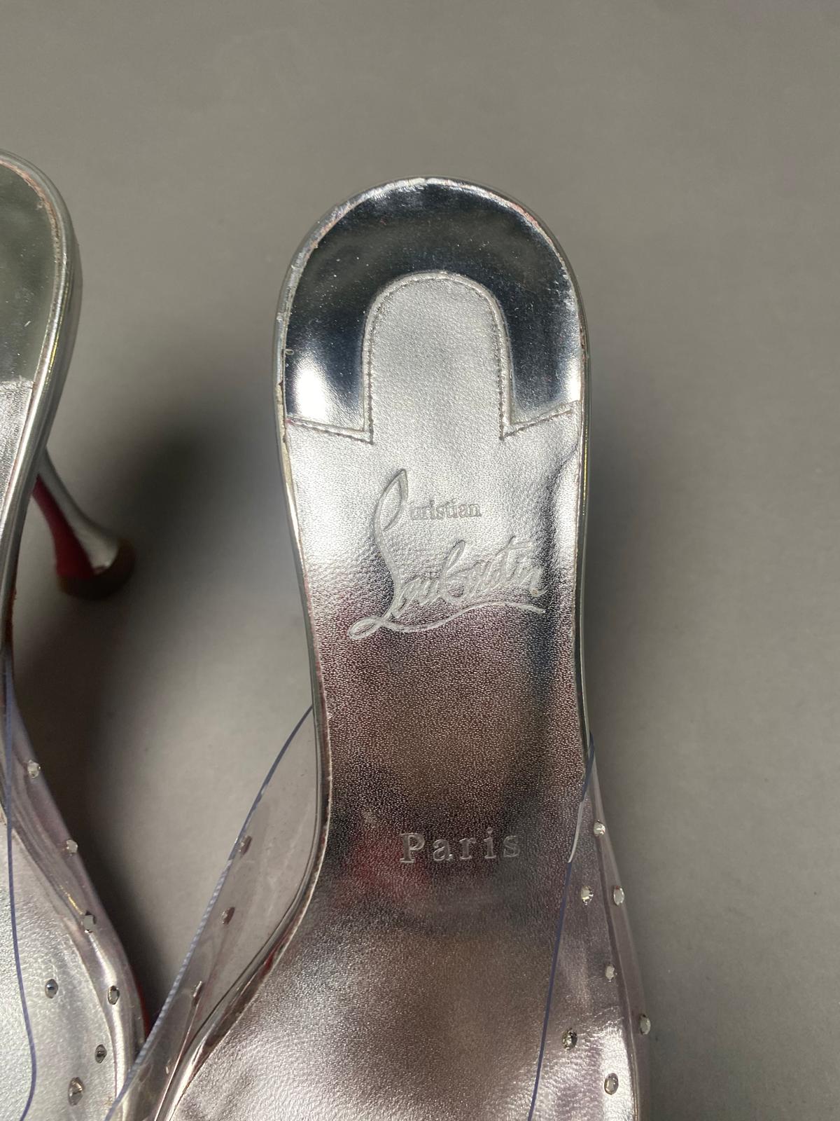 Christian Louis Vuitton Heels | Clear Kitten Heels with Sparkle Top