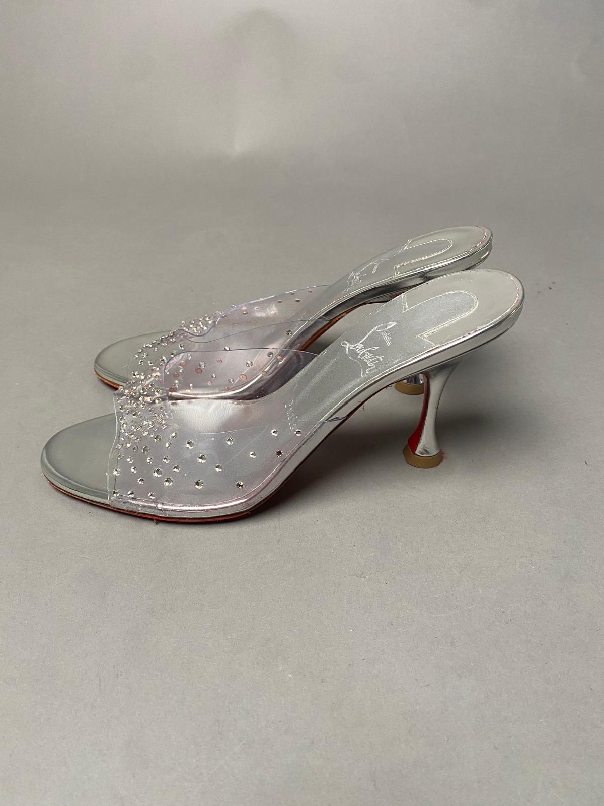 Christian Louis Vuitton Heels | Clear Kitten Heels with Sparkle Side