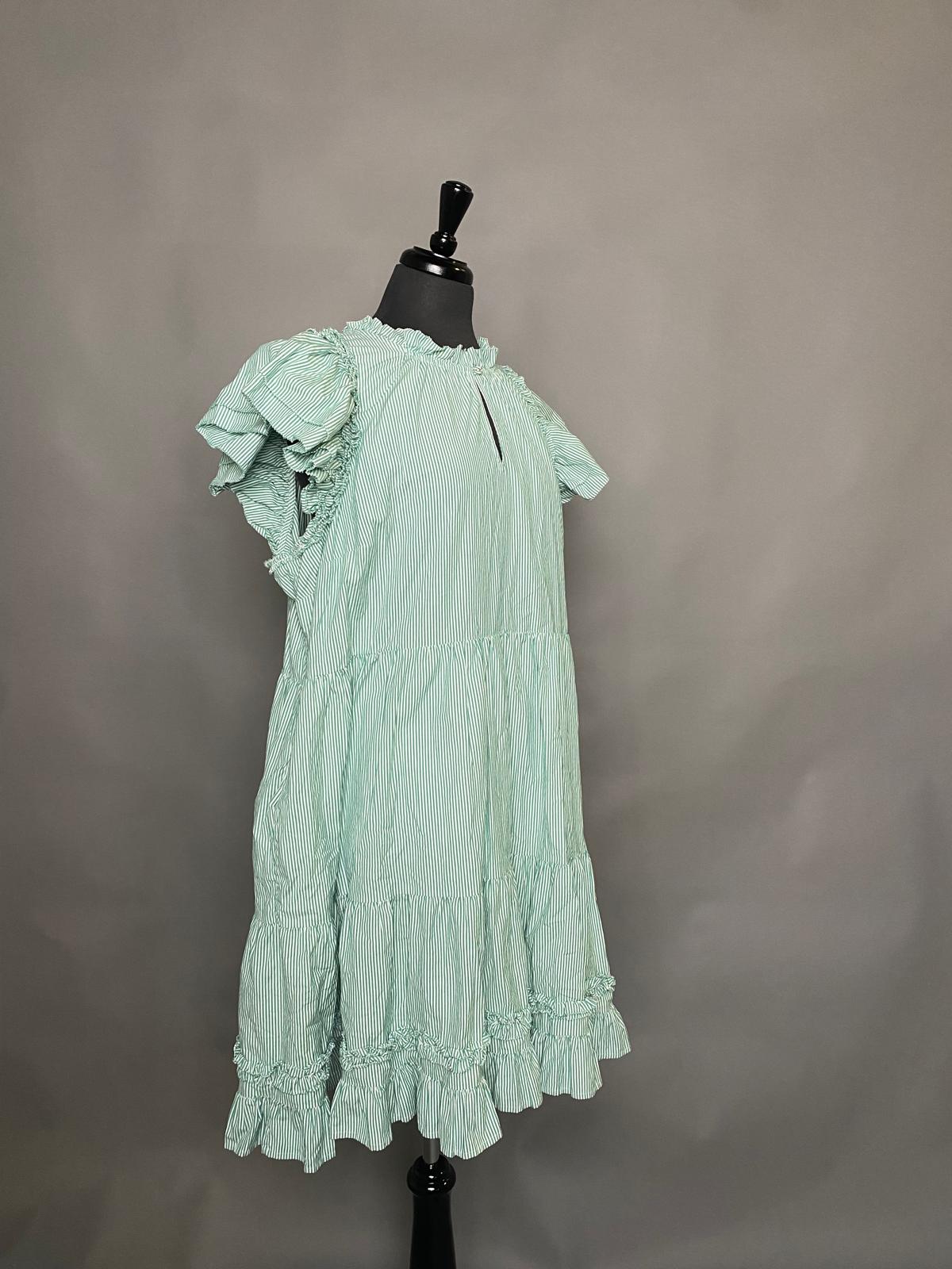 Vineyard Vines Green Striped Tiered Ruffle Dress Side