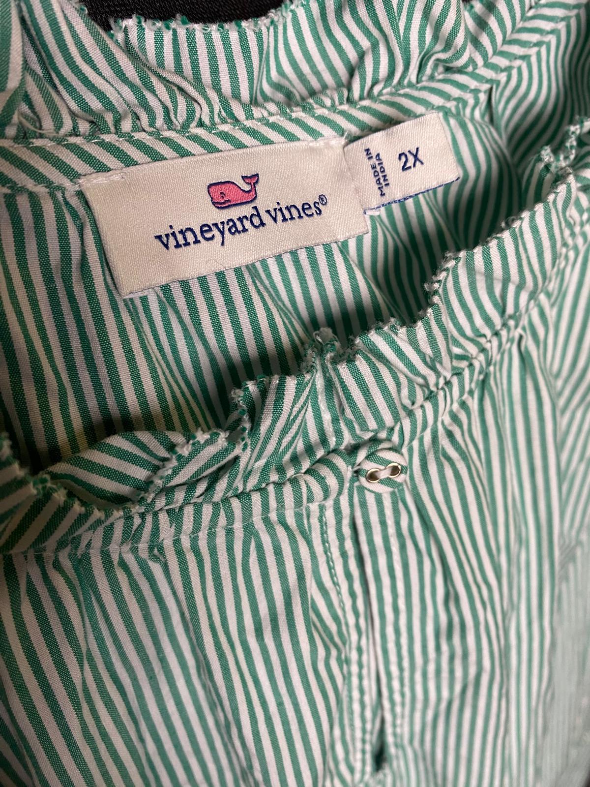 Vineyard Vines Green Striped Tiered Ruffle Dress Tag